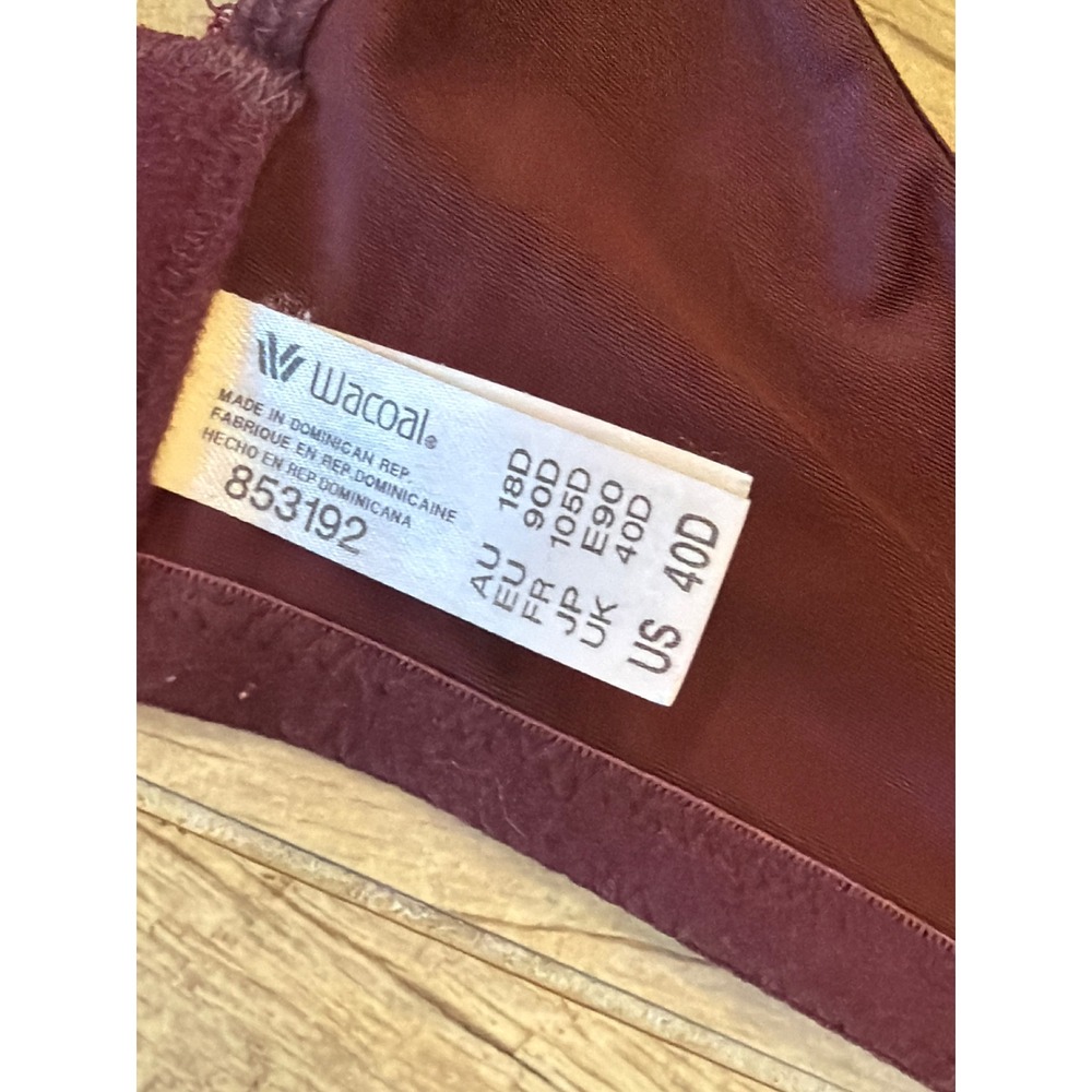 Wacoal 853192 Basic Beauty Full Figure Underwire Bra Burgundy 40D